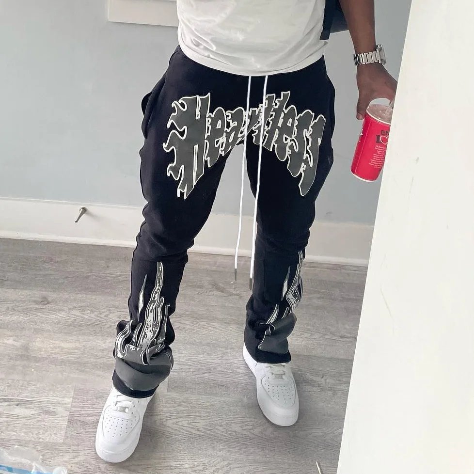 Men's Heartless Print Flared Sweatpants