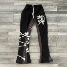 Vintage Thorn Print Contrast Bootcut Sweatpants