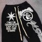 Artistic Vintage Print Black Stylish Casual Flared Trousers