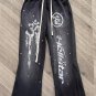 Black Vintage Mummy Hip-hop Stylish Washed Casual Flared Trousers