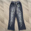 Black Vintage Pullover Hip-hop Stylish Washed Casual Flared Trousers
