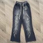 Black Vintage Pullover Hip-hop Stylish Washed Casual Flared Trousers