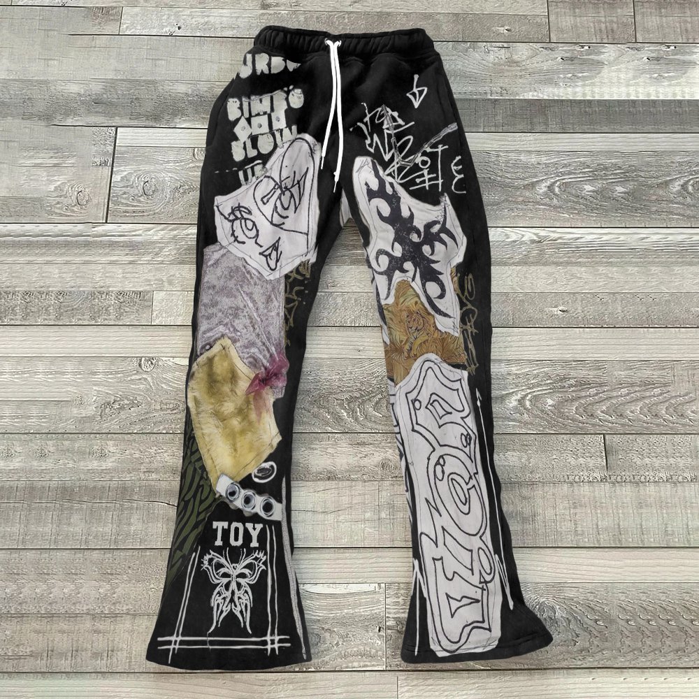 Patchwork Printed Street Casual Sweatpants