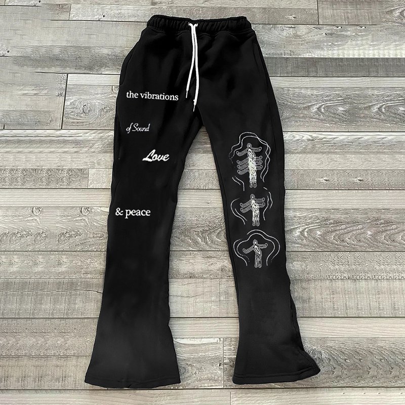 Men's Love & Peace Print Flared Sweatpants