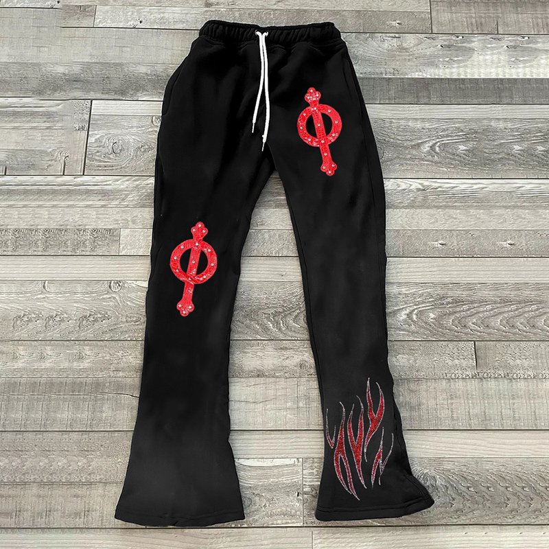 Personalized Contrasting Flame Print Men'S Trousers