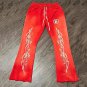 Red Vintage Pullover Hip-hop Stylish Washed Casual Flared Trousers