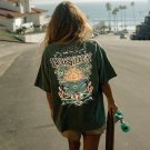 Casual Vintage Quiksilver Celestial Sun Print T-Shirt