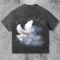 Vintage White Dove Print Washed T-Shirt