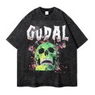 Loose Skull Print Washed T-Shirt