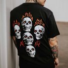 Round Neck Flame Skull Short Sleeve T-Shirt