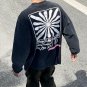Sunflower Smiley Face Graffiti Hip Hop Vintage Washed Long Sleeve T-Shirt
