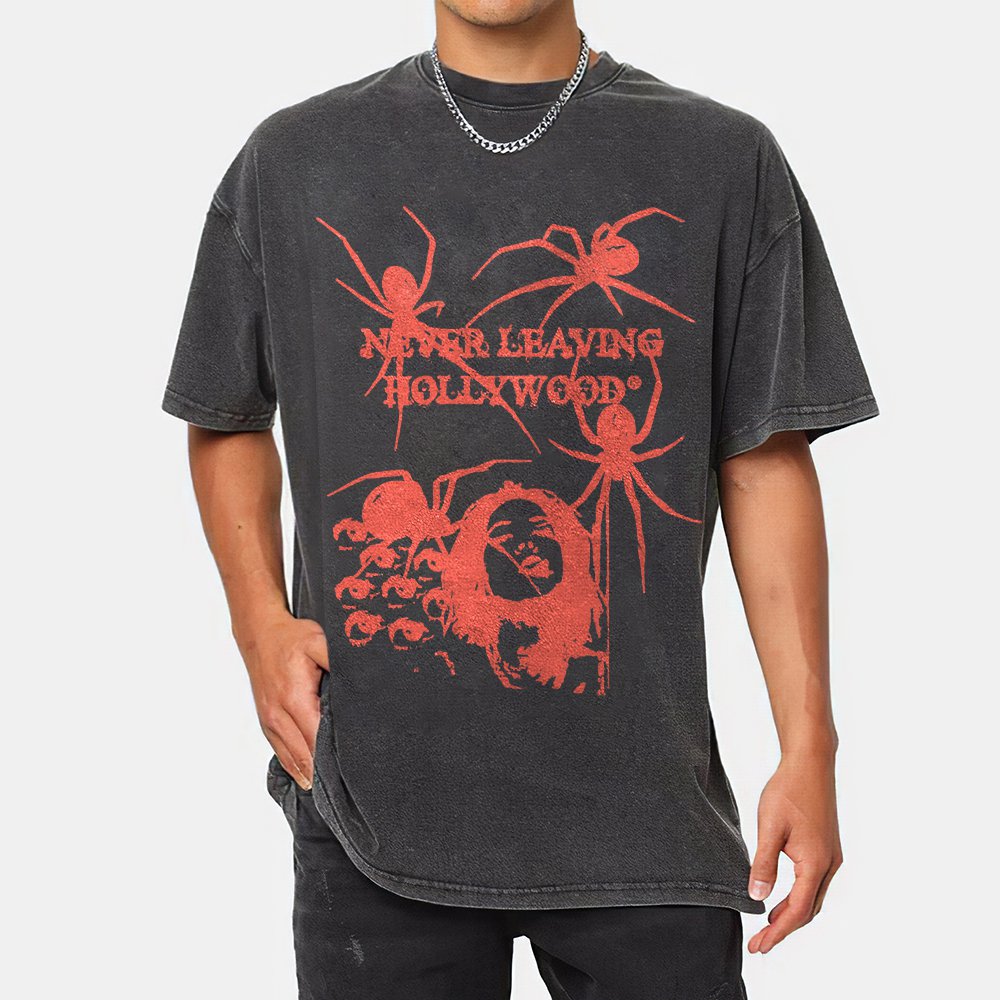 Vintage Red Spider Print Washed T-Shirt
