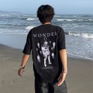 White Cartoon Letter Printing Short Sleeve T-Shirt