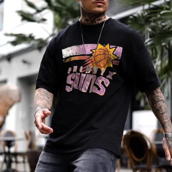 Oversized Phoenix Suns Print Short Sleeve T Shirt