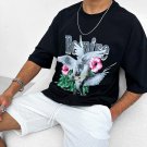 Peace Dove Floral Print Short Sleeve T-Shirt