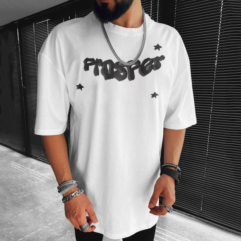 Puff Star Letter Print Short Sleeve T-Shirt
