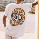 Men'S Modern Orange Caffeine & Gasoline White Print T-shirt