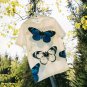 Colorful Butterfly Letter Print Short Sleeve T Shirt(White)