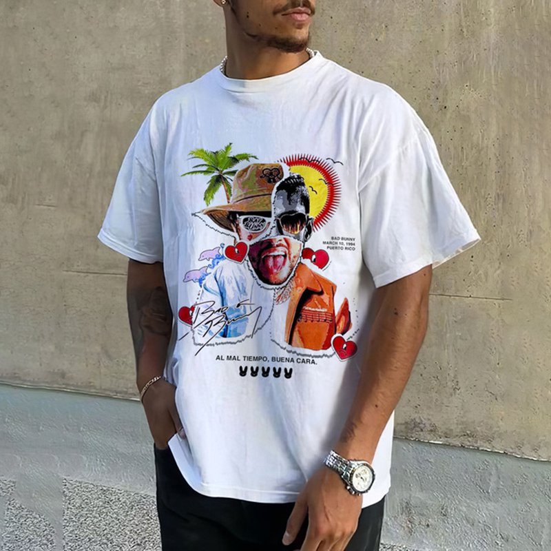 Graffiti Stitching Print Short Sleeve T-Shirt
