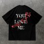 ""YOU LOVE ME,YOU'RE LOST WITHOUT ME"" Metallic Feel Print T-Shirt