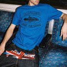 Blue Letter Ship Print Short Sleeve T-Shirt