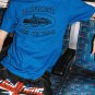 Blue Letter Ship Print Short Sleeve T-Shirt