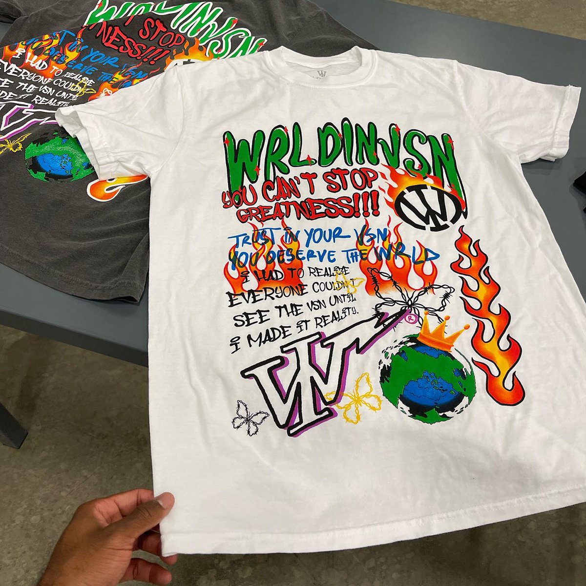 World Peace Graffiti Print Short Sleeve T-Shirt