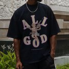 Christian Angel All God Print Short Sleeve T-Shirt