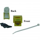 Cat6 Keystone Jack, Yellow, Toolless, RJ45 Female