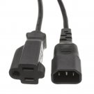 Power Cord Adapter, Black, C14 to NEMA 5-15R, 10 Amp, 3 foot