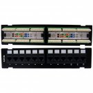 Wall Mount 12 Port Cat5e Patch Panel, 110 Type, 568A & 568B Compatible, 10 inch