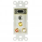 Wall Plate Insert White with 1 VGA, 3.5mm Stereo and 3 RCA  Female Couple 301-5000