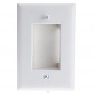 Wall Plate, White, Recessed for Easy Pass Through of Low Voltage Cable, Slim Fit  301-490WH