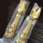 Dessert cutlery in gold-plated stainless steel 6 pieces spoons and forks