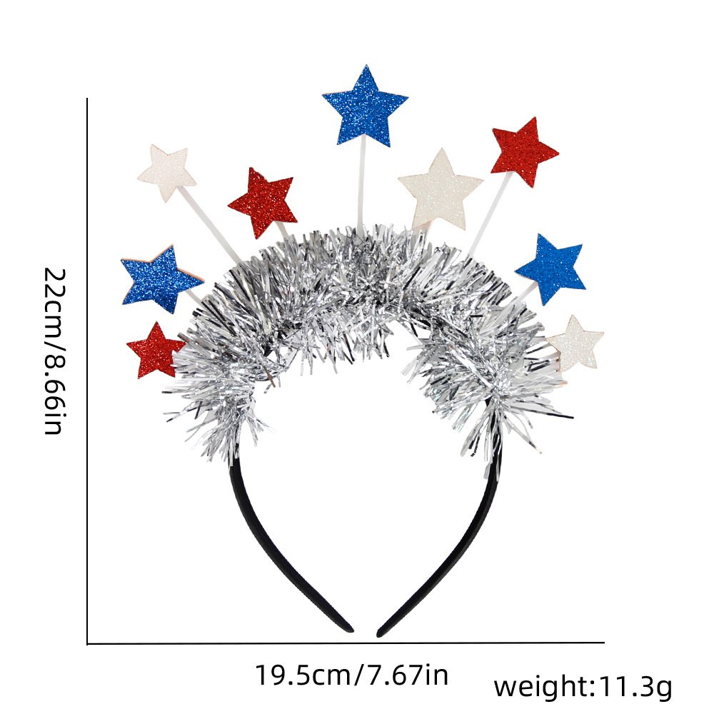 Hat headband, holiday party decoration props, five pointed star tassel headband  (19)