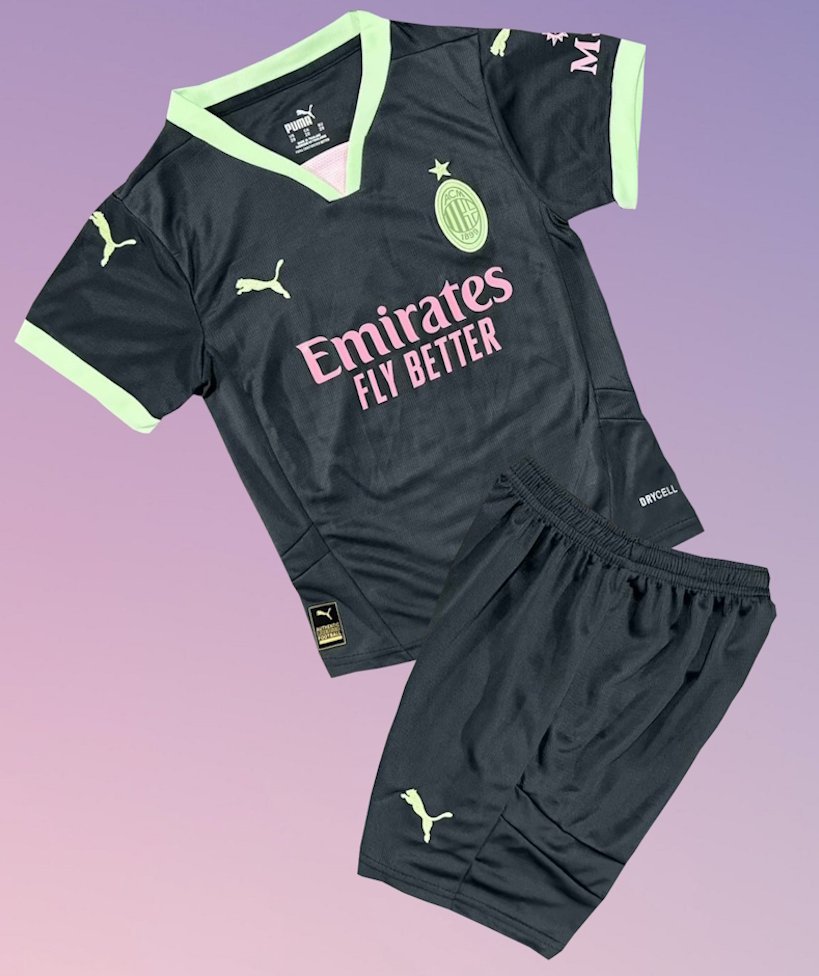 Kids AC Milan 3rd Third Youth Kit 2024/2025 Jersey Shirt Soccer Football 24/25