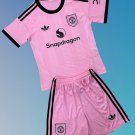 Kids Manchester United Goalkeeper Pink Youth Kit 2025/2026 Jersey Shirt Soccer Football 25/26