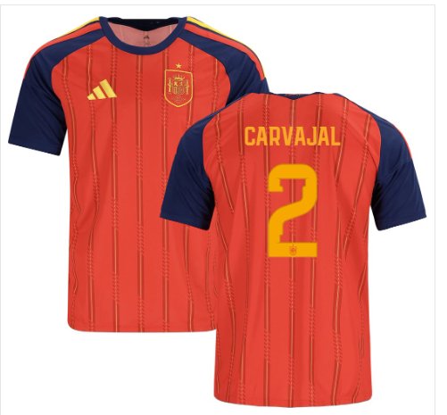 Men CARVAJAL #2 Spain Home World Cup Jersey 2026-2027 Shirt Soccer Football 26-27