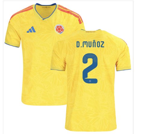 Men D.MU&Atilde;�OZ #2 Colombia Home World Cup Jersey 2026-2027 Shirt Soccer Football 26-27