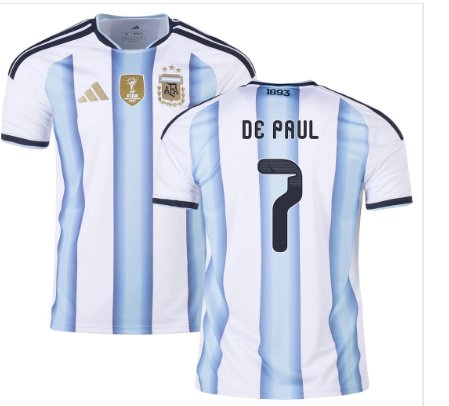 Men DE PAUL #7 Argentina Home World Cup Jersey 2026-2027 Shirt Soccer Football 26-27