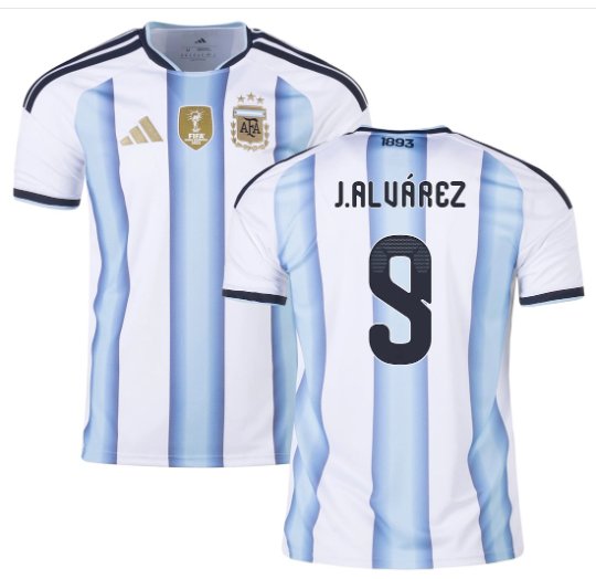 Men J.ALV&Atilde;�REZ #9 Argentina Home World Cup Jersey 2026-2027 Shirt Soccer Football 26-27