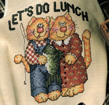 Cross Stitch Chart - LET's DO LUNCH Kitty Cats Pattern Needlepoint Vintage from 1991