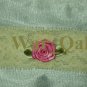 Shabby Chic Stretch Lacy Baby Headband - Pink Satin Rosette - FREE SHIPPING!