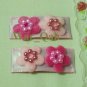Pair Pink & Mauve Felt Daisies w/Gem Center Clips - Baby, Toddlers, Girls