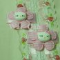 Pair Pink Jumbo Gingham Daisy w/Kitty Head Snap Clips - Baby, Toddler, Girls