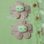 Pair Pink Jumbo Gingham Daisy w/Kitty Head Snap Clips - Baby, Toddler, Girls