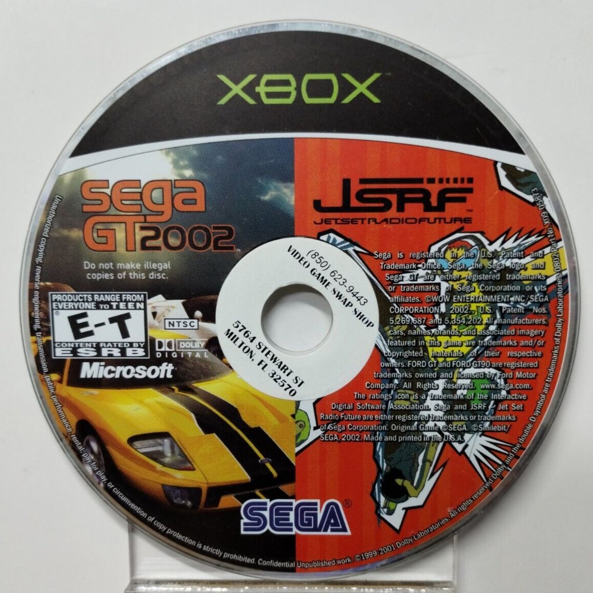 Sega GT 2002 & JSRF - Original Xbox - Disc Only - Tested & Resurfaced