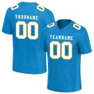Custom Light Blue Orange Football Jersey Men Women and Youth Player Fans Team Uniforms