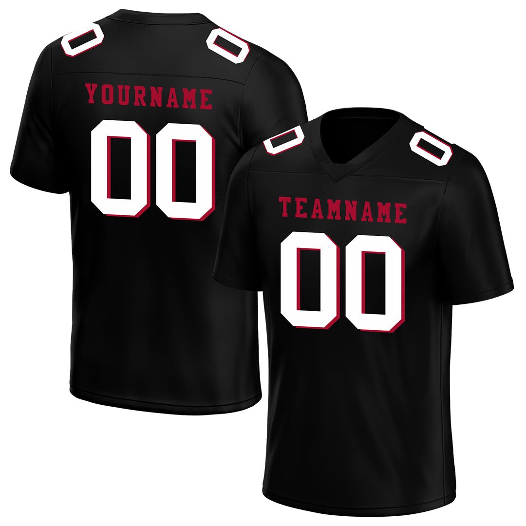 Custom Black Red Football Jersey Player Fans Team Uniforms For Adult Youth