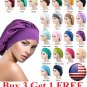 Women Satin Night Sleep Cap Hair Bonnet Hat Silk Head Cover Wide Elastic Band